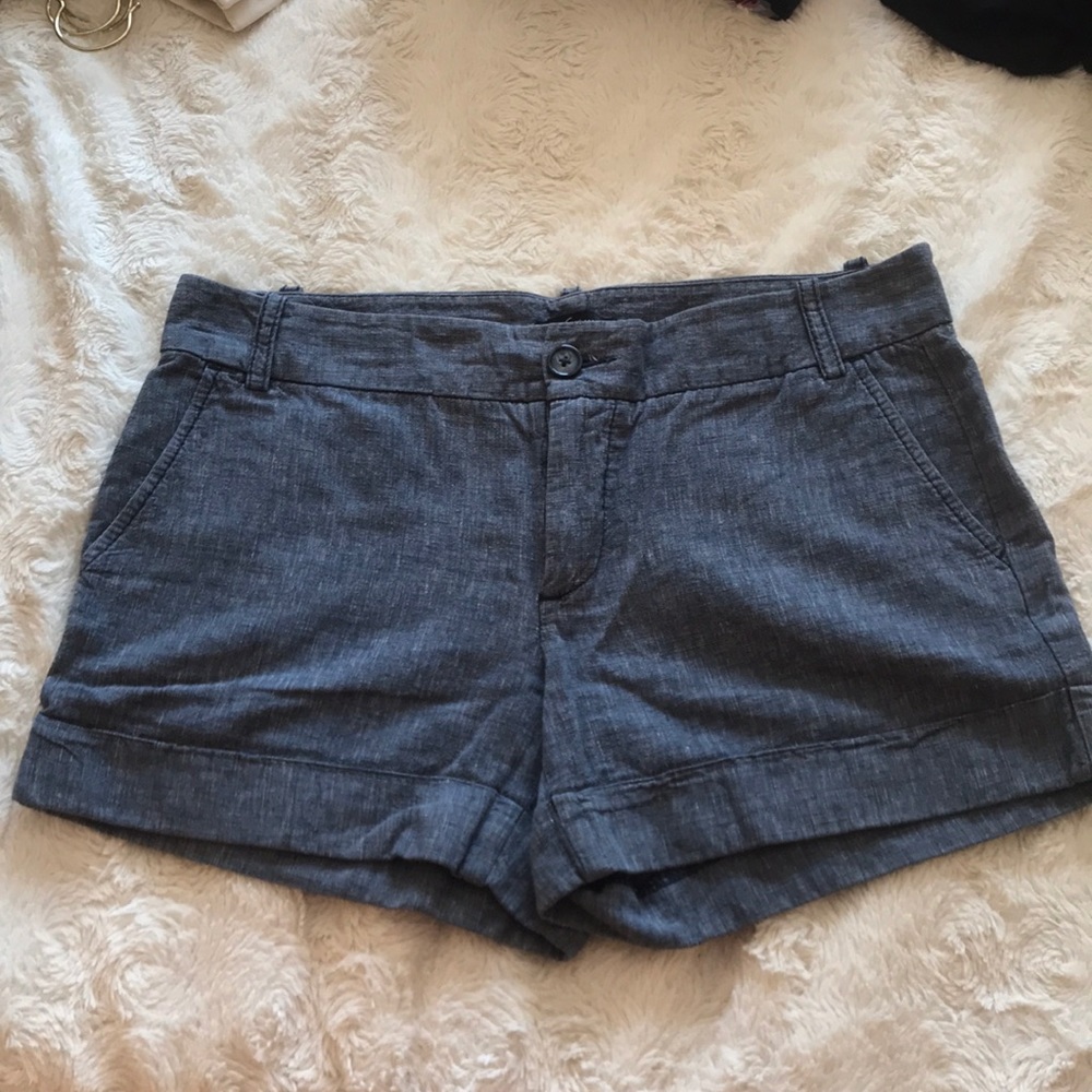 Express Blue Linen/Cotton Midi Shorts - Size 10